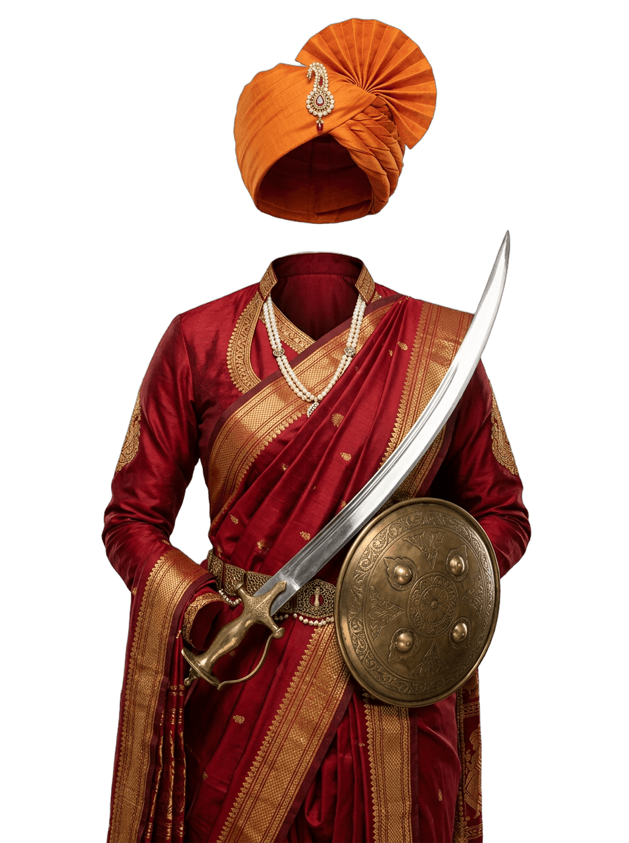 Rani Laxmibai Warrior Queen Attire with Talwar Sword & Shield