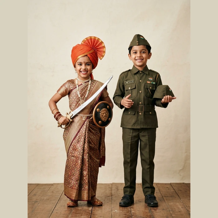 School Annual Function Fancy Dress Duo (Rani Laxmibai & Soldier)