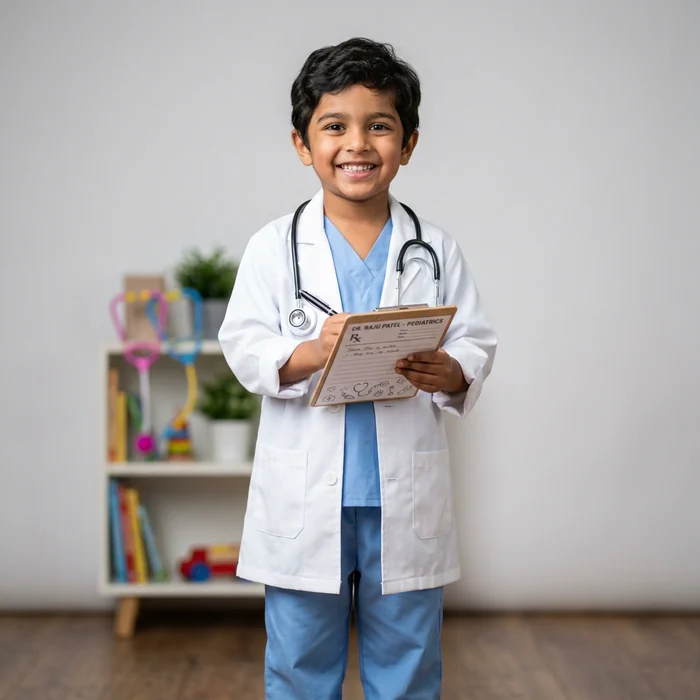 Junior Doctor White Lab Coat & Stethoscope Set